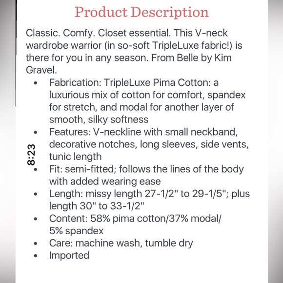 Pima v neck tunic - Picture 6 of 7